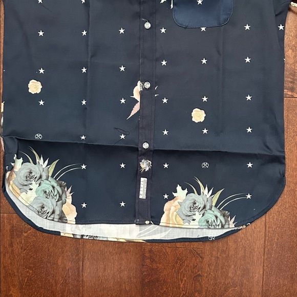 Civil Men’s Navy Floral and Stars Button-Down Shirt, Size Large, NWT - Picture 5 of 11